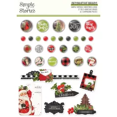   Díszítőelem , Decorative Brads / Simple Stories Simple Vintage Christmas Lodge (1 csomag)