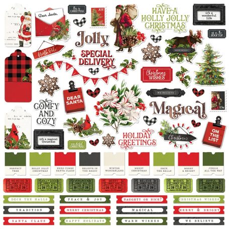 Matrica 12" (30 cm), Cardstock Stickers / Simple Stories Simple Vintage Christmas Lodge (1 ív)