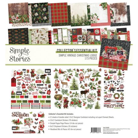 Papírkészlet 12" (30 cm), Collector's Essential Kit / Simple Stories Simple Vintage Christmas Lodge (1 csomag)