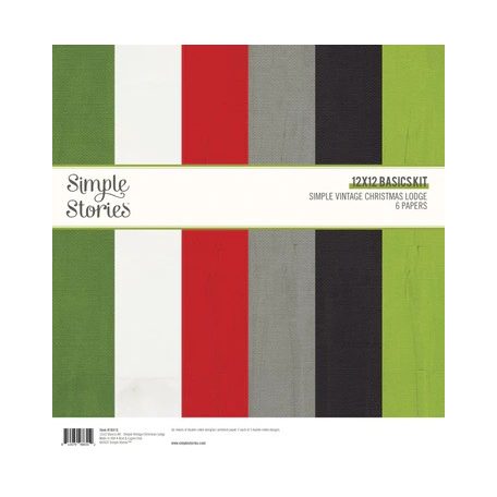 Papírkészlet 12" (30 cm), Basics Kit / Simple Stories Simple Vintage Christmas Lodge (6 lap)