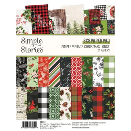 Papírkészlet 6"x8", Paper Pad / Simple Stories Simple Vintage Christmas Lodge (24 lap)