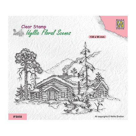 Szilikonbélyegző , Wintery scene with house and trees / Nellie's Choice Clear Stamp Mini (1 csomag)