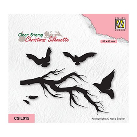 Szilikonbélyegző , Branch with birds / Nellie's Choice Clear Stamp Mini (1 csomag)