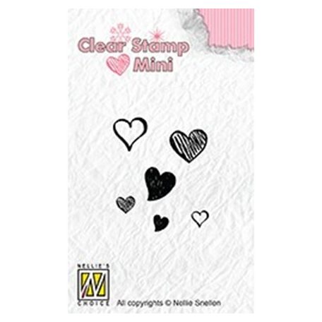 Szilikonbélyegző , Hearts / Nellie's Choice Clear Stamp Mini (1 csomag)
