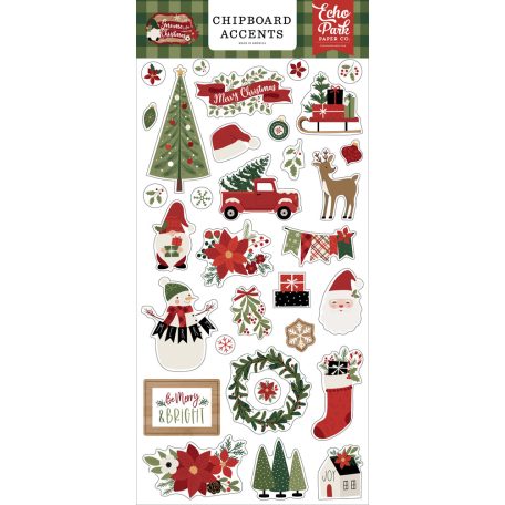 Chipboard 6"X12", Gnome for Christmas Chipboard Accents/ Echo Park Chipboard (1 ív)