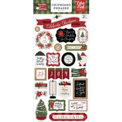   Chipboard 6"X12", Gnome for Christmas Chipboard Phrases/ Echo Park Chipboard (1 ív)