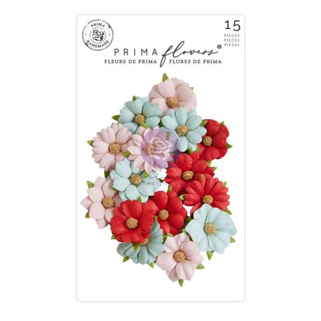 Virág díszítőelem , Candy Cane Lane Twenty Five/ Prima Marketing Paper Flowers (1 csomag)