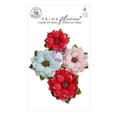 Virág díszítőelem , Candy Cane Lane Christmas Morning/ Prima Marketing Paper Flowers (1 csomag)