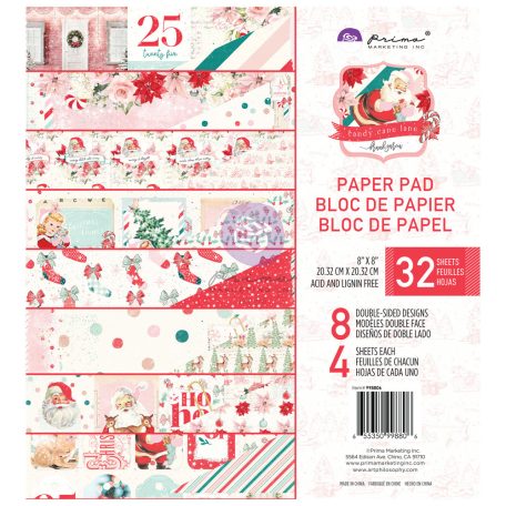 Papírkészlet 8" (20 cm), Candy Cane Lane / Prima Marketing Paper Pad (32 lap)
