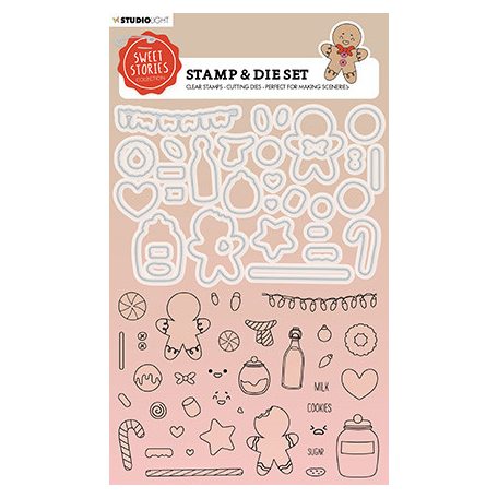 Vágósablon, bélyegzővel , Gingerbread Sweet Stories nr.50 / SL Cutting Die (1 csomag)