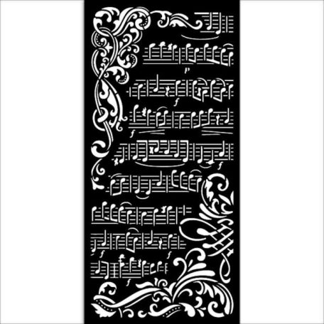 Stencil 12x25cm, Vastag stencil cm 12X25 - Create Happiness music / Stamperia Thick Stencil (1 ív)