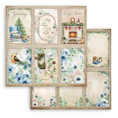   Scrapbook papír 12" (30 cm), Romantic Cozy winter cards / Stamperia Paper Sheets (1 ív)