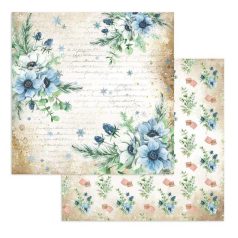   Scrapbook papír 12" (30 cm), Romantic Cozy winter flowers / Stamperia Paper Sheets (1 ív)