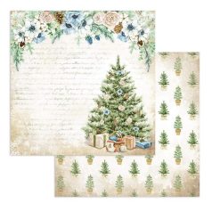   Scrapbook papír 12" (30 cm), Romantic Cozy winter Christmas tree  / Stamperia Paper Sheets (1 ív)