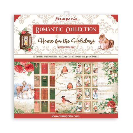 Papírkészlet 8" (20 cm), Romantic Home for the holidays / Stamperia Paper Pack (10 ív)