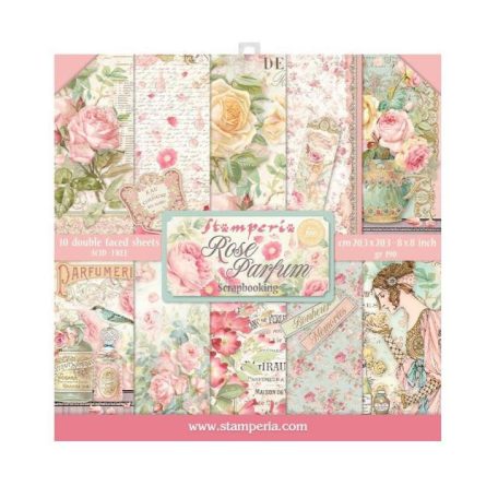 Papírkészlet 8" (20 cm), Rose Parfum / Stamperia Paper Pack (10 ív)