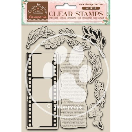Szilikonbélyegző , Create Happiness leaves and movie film  / Stamperia Clear Stamps (1 csomag)