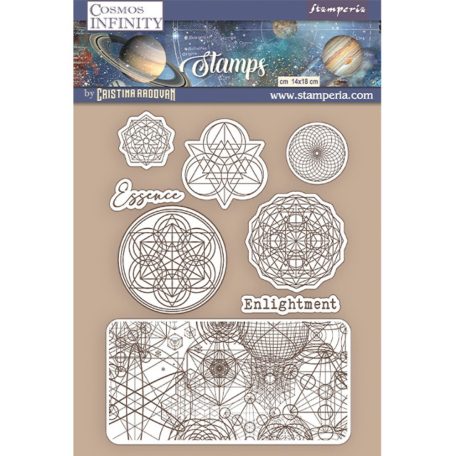 Gumibélyegző , Cosmos Infinity essence symbols / Stamperia Natural Rubber Stamp (1 csomag)