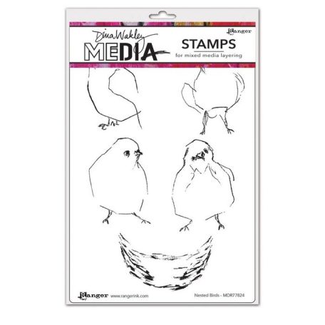 Gumibélyegző , Nested birds / Dina Wakley media cling stamp (1 csomag)