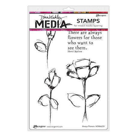 Gumibélyegző , Always Flowers / Dina Wakley media cling stamp (1 csomag)