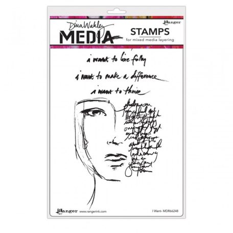 Gumibélyegző , I Want / Dina Wakley media cling stamp (1 csomag)