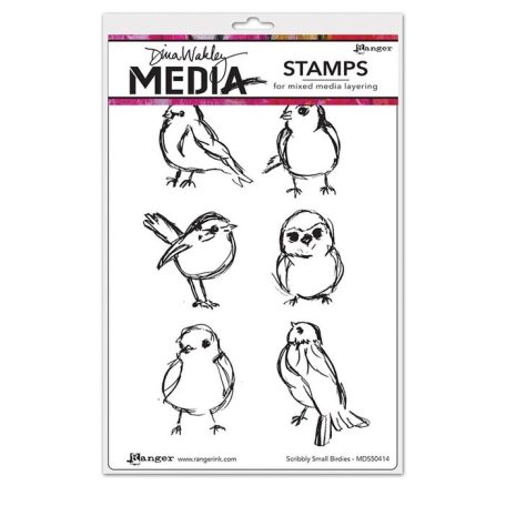Gumibélyegző , Scribbly Small Birdie / Dina Wakley media cling stamp (1 csomag)