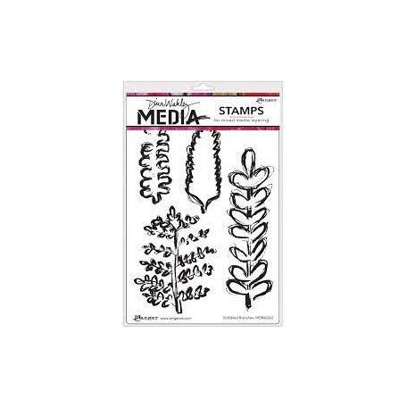 Gumibélyegző , Scribbled Branches / Dina Wakley media cling stamp (1 csomag)
