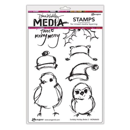 Gumibélyegző , Scribbly Holiday / Dina Wakley media cling stamp (1 csomag)