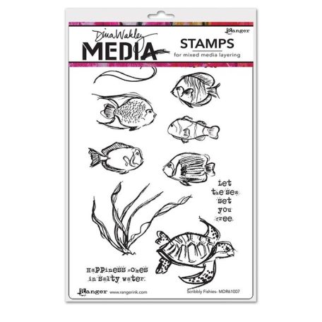 Gumibélyegző , Scribbly Fishies / Dina Wakley media cling stamp (1 csomag)