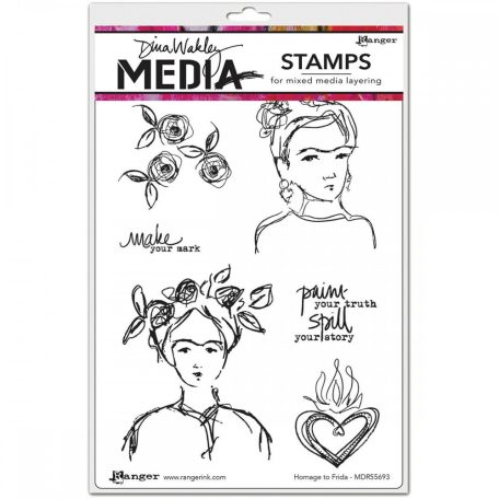 Gumibélyegző , Homage To Frida / Dina Wakley media cling stamp (1 csomag)