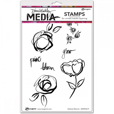 Gumibélyegző , Abstract Blooms / Dina Wakley media cling stamp (1 csomag)