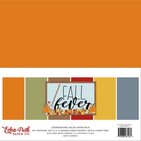 Papírkészlet 12" (30 cm), Fall Fever Kétoldalas/ Echo Park Coordinating Solids Paper Pack (6 lap)