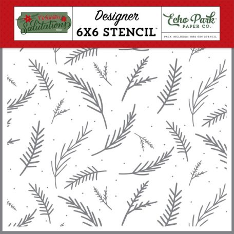 Stencil 6" (15 cm), Christmas Salutations No. 2 Balsam Branches/ Echo Park Stencil (1 csomag)