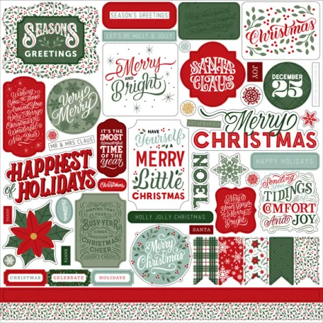 Matrica 12" (30 cm), Christmas Salutations No. 2 Elements/ Echo Park Cardstock Stickers (1 ív)