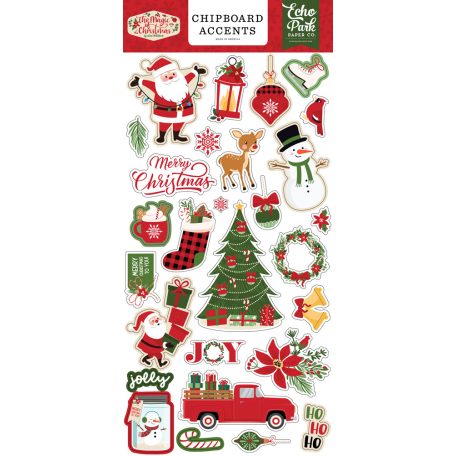 Chipboard 6"X12", The Magic of Christmas Chipboard Accents/ Echo Park Chipboard (1 ív)