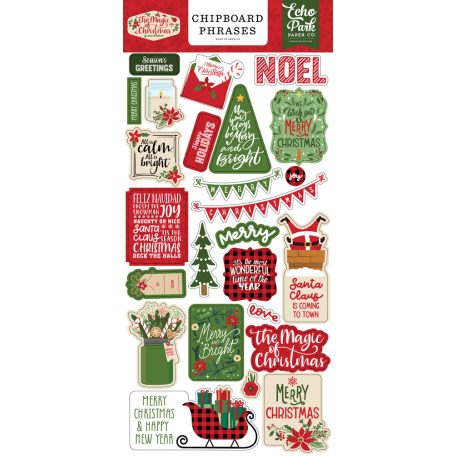 Chipboard 6"X12", The Magic of Christmas Chipboard Phrases/ Echo Park Chipboard (1 ív)