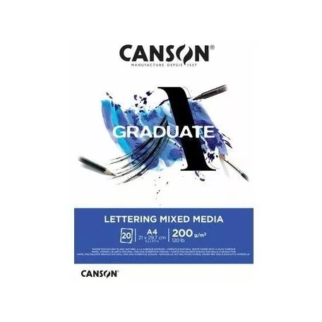 CANSON Graduate Lettering tömb A4, 200 g, Lettering Mixed Media / Canson Graduate (20 lap)