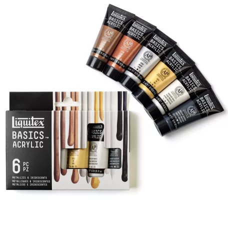 Liquitex Basics akrilfesték készlet , 6x22ml Metallics & Iridescents/ Liquitex Acrylic Paint (6 db)