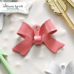   Díszítőelem, fém medál mini masni, Bow - Coral / Metal Charms (10 db)