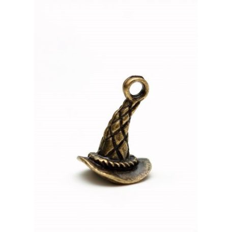 Boszorkánykalap fém medál bronz / Metal Charms Witch hat (1 db)
