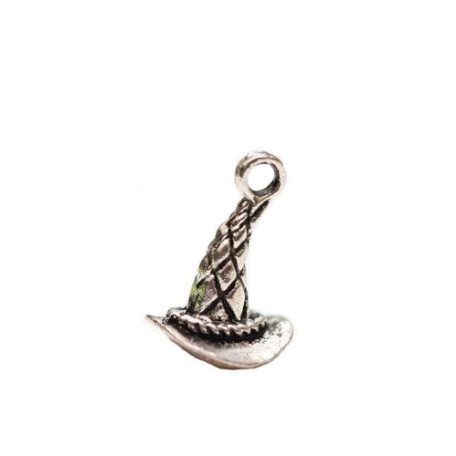 Boszorkánykalap fém medál ezüst / Metal Charms Witch hat (1 db)