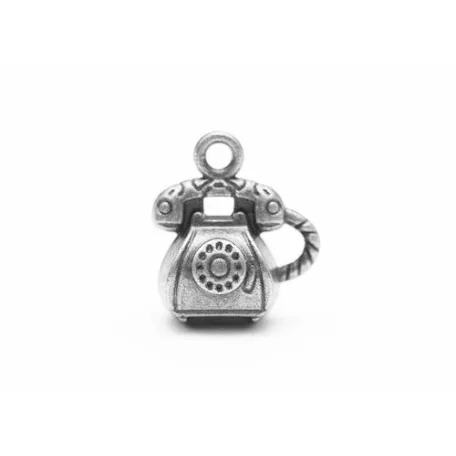 Díszítőelem, fém medál, Retro Phone / Metal Charms (1 db)