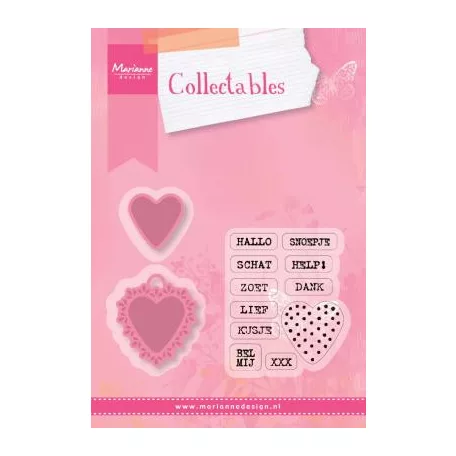 Vágósablon, bélyegzővel , Sugar hearts NL / Marianne Design Collectables (1 csomag)