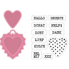   Vágósablon, bélyegzővel , Sugar hearts NL / Marianne Design Collectables (1 csomag)