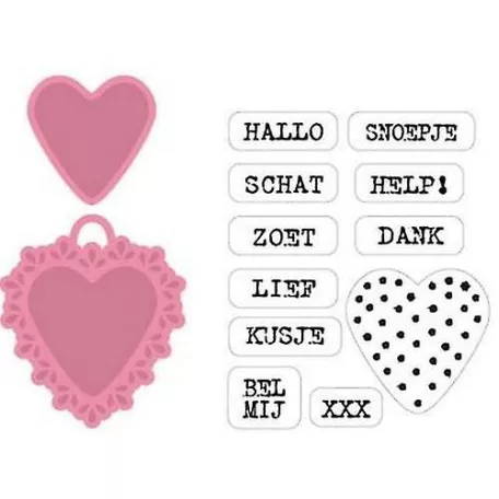 Vágósablon, bélyegzővel , Sugar hearts NL / Marianne Design Collectables (1 csomag)