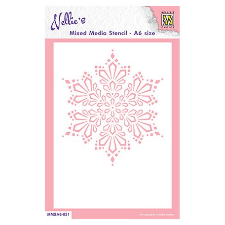 Stencil A6, Christmas Snow crystal / Nellie's Mixed Media Stencils (1 db)