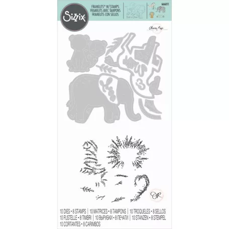SIZZIX vágósablon bélyegzővel 666011, Floral Safari / Sizzix Framelits Die Set with Stamps (1 csomag)
