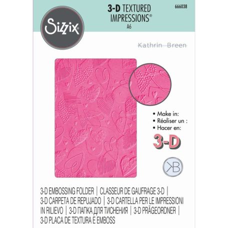 SIZZIX 3D domborító mappa 666038, Mark Making Hearts / Sizzix 3-D Impresslits Embossing Folder (1 csomag)
