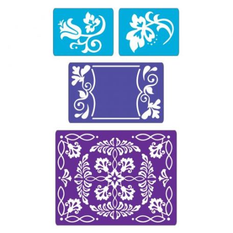 Domborító mappa készlet , Ornate Flowers & Frame / Sizzix Embossing Folder (4 db)