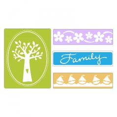   Domborító mappa készlet , Family Tree Set / Sizzix Embossing Folder (4 db)